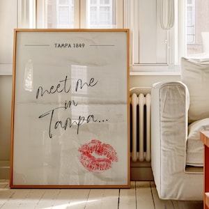 Tampa wall art,Meet me in Tampa, Retro Tampa print,Vintage Tampa poster,Trendy Tampa artwork,With love from Tampa,Tampa Florida poster