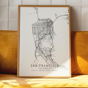 San Francisco map print,SF city map wall art,Street map of San Francisco California,Map of San Francisco,San Francisco minimalist map poster