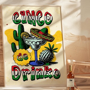 Póster de cóctel margarita, arte mural de México, letrero de bar margarita, arte mural de alcohol mexicano, impresión artística retro de bar mexicano, obra de arte de bebida de tequila