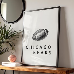 Chicago bears, Sports decor for boys room, Sports bar art, Chicago poster, Chicago football, Superbowl, American football ball, Helmet, NFL