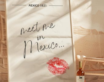 Meet me in Mexico,Mexico sign,Mexico print,Retro Mexico print,Vintage Mexico poster,With love from Mexico,Trendy Mexico Missouri loves you