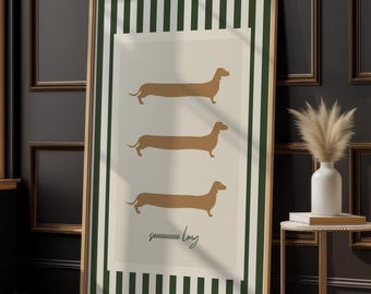 Weenie dog prints,Old money aesthetic dachshund art,Dachshund digital art,Funny dog art print,So long dog poster,Dog lover gift,Entryway art