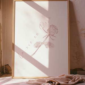 Póster de La vie en rose, decoración de habitación coqueta, estética romántica, arte de pared de rosas, estética de chica suave, refranes franceses, flores silvestres de tendencia