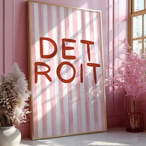 Detroit wall art,Meet me in Detroit,Retro Detroit print,Vintage Detroit poster,Trendy Detroit artwork,With love from Detroit,Michigan poster