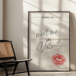 Detroit wall art,Meet me in Detroit,Retro Detroit print,Vintage Detroit poster,Trendy Detroit artwork,With love from Detroit,Michigan poster