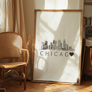 Chicago heart font,Meet me in Chicago,When I'm back in Chicago I feel it,Retro Chicago wall art, Unique Chicago poster, Vintage Chicago art,