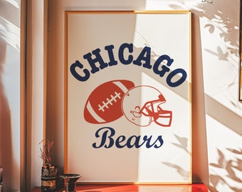 Chicago bears, Sports decor for boys room, Sports bar art, Chicago poster, Chicago football, Super bowl, Football, Helmet, NFL