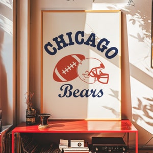 Chicago bears, Sports decor for boys room, Sports bar art, Chicago poster, Chicago football, Super bowl, Football, Helmet, NFL