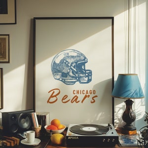 Chicago bears, Sports decor for boys room, Sports bar art, Chicago poster, Chicago football, Superbowl, Football, Helmet, NFL
