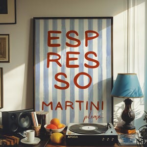 Espresso martini print,Retro home bar poster,Trendy cocktail wall art,Nancy Meyers aesthetic bar cart art,Vintage cocktail poster,Drink sign