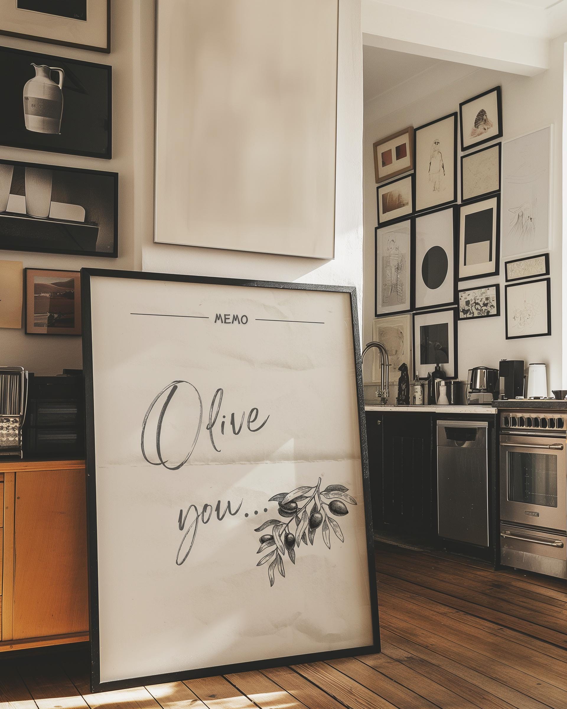 Helpful Kitchen Notes Olive You Print,trendy Kitchen Decor,handwritten Memo Poster,kitchen ...