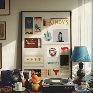 Chicago matchbox print,Meet me in Chicago, Retro Chicago wall art,Trendy Chicago poster, Vintage Chicago art,When I'm back in Chicago