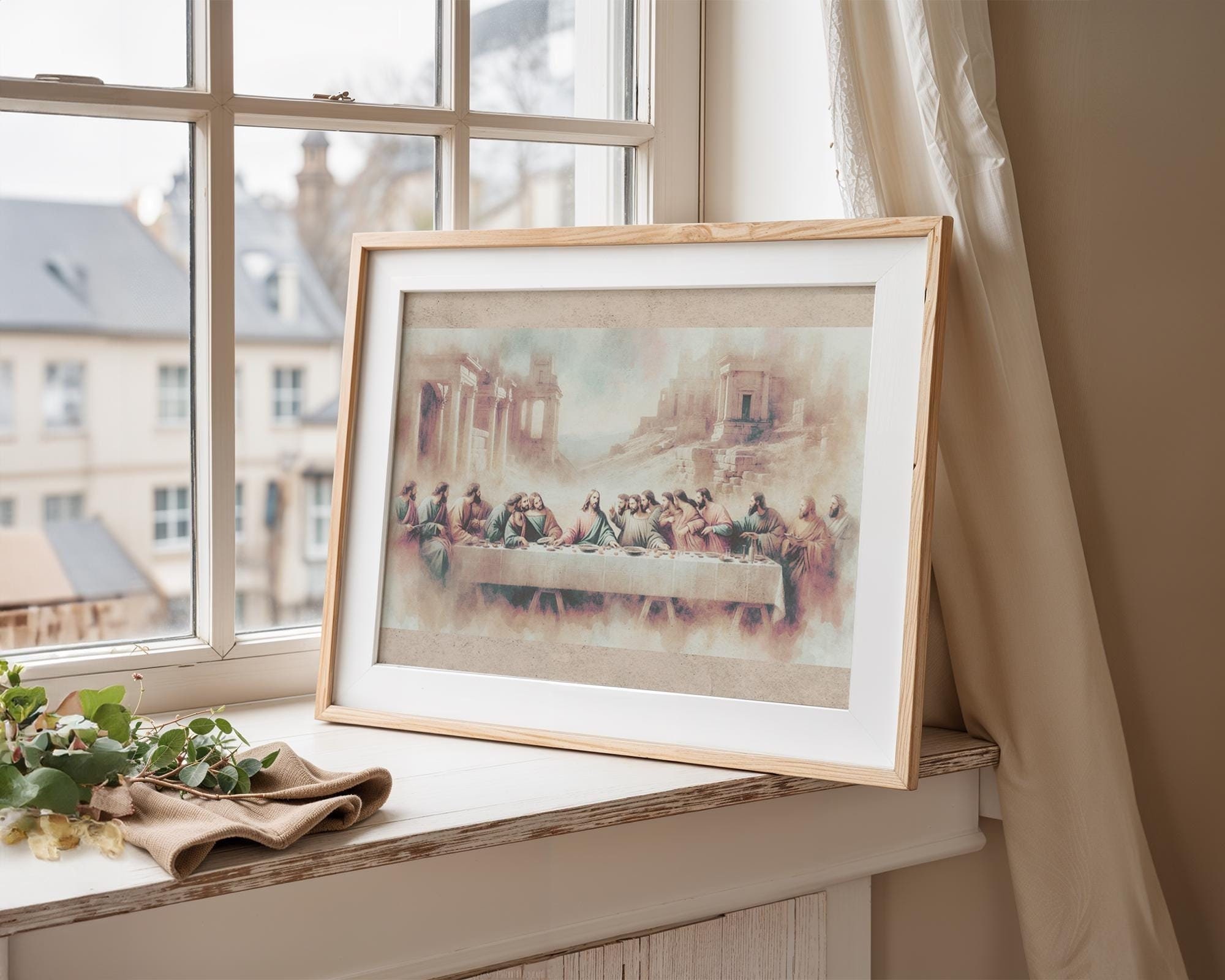 Last supper art,Catholic wall art,Jesus art,Horizontal Christmas art,Modern last supper,Christian wall art,Bible art,Christian home decor