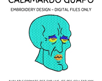 Handsome Squidward - Embroidery Design, Machine Embroidery File, Instant Download, Anime Embroidery, Cartoon Embroidery