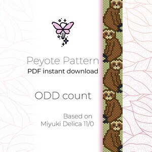 Little Sloth Peyote Bracelet Pattern | Odd Count Miyuki Delica (PDF Download)