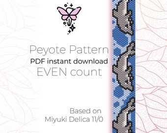 Dolphin | Peyote Pattern | Even Count | Peyote Bracelet Pattern PDF digital download based on Miyuki Delica Seed Beads 11/0