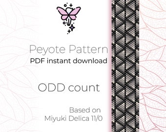Patrón de pulsera de peyote con triángulos abstractos / Cuentas de semillas Miyuki Delica (patrón en PDF)
