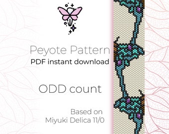 Luna Moth | Peyote Pattern | Odd Count | Peyote Bracelet Pattern PDF digital download based on Miyuki Delica Seed Beads 11/0