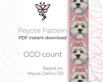 Terrier Puppies Peyote Bracelet Pattern | Odd Count (PDF Digital Download)