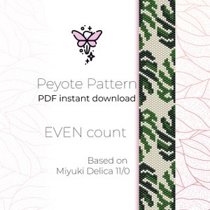 Monstera | Peyote Pattern | Even Count | Peyote Bracelet Pattern PDF digital download based on Miyuki Delica Seed Beads 11/0