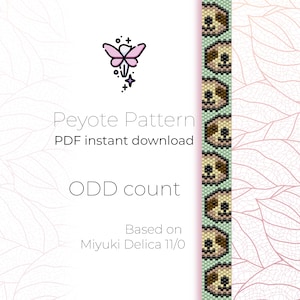 Sloth Face Peyote Bracelet Pattern | Odd Count, Miyuki Delica 11/0 (PDF Pattern)