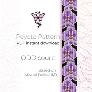 Orchids on Black | Peyote Pattern | Odd Count | Peyote Bracelet Pattern PDF digital download based on Miyuki Delica Seed Beads 11/0