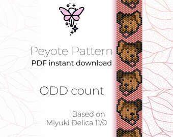 Dog Peyote Bracelet Pattern | Odd Count, Miyuki Delica (PDF)