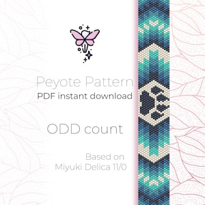 May include: A digital download pattern for a beaded bracelet with a paw print design. The pattern is based on Miyuki Delica 11/0 beads and is for an odd count peyote stitch.