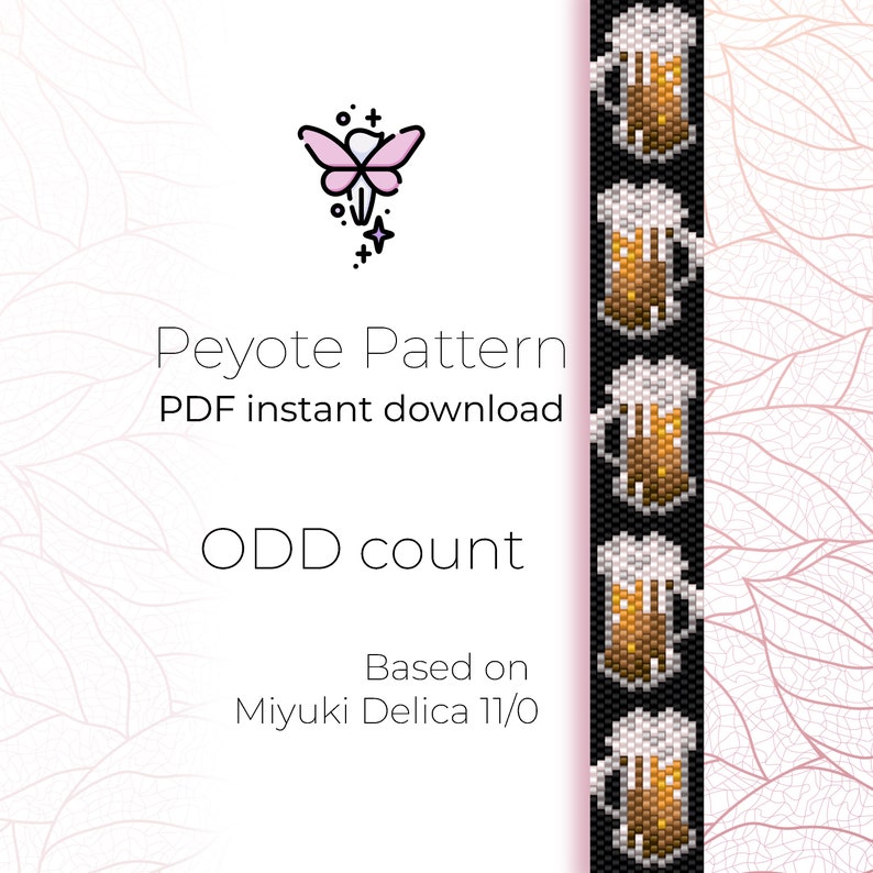 Bière Motif peyotl Nombre de cotes Modèle de bracelet peyotl en téléchargement numérique PDF basé sur des perles de rocaille Miyuki Delica 11/0 image 1