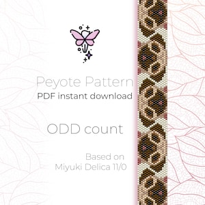 May include: A digital download pattern for a beaded bracelet featuring a pug design. The pattern is for peyote stitch and is based on Miyuki Delica 11/0 beads. The pattern is for an odd count bracelet.