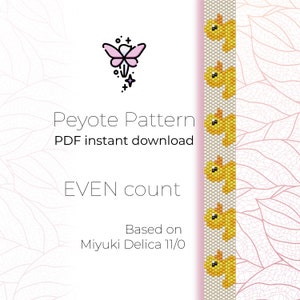 May include: A digital download pattern for a peyote stitch bracelet featuring a yellow rubber ducky design. The pattern is based on Miyuki Delica 11/0 beads and is for an even count.