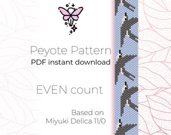 Swallows Peyote Bracelet Pattern | Miyuki Delica Seed Beads (PDF Pattern)