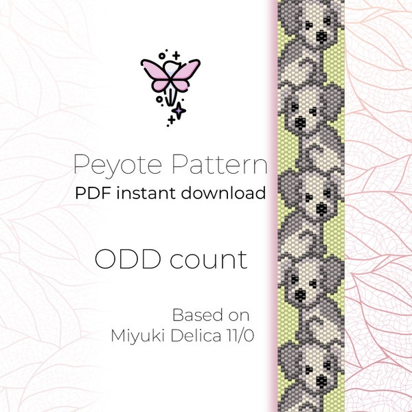 Cute Puppies | Peyote Pattern | Odd Count | Peyote Bracelet Pattern PDF digital download based on Miyuki Delica Seed Beads 11/0