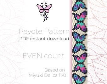 Butterfly Peyote Bracelet Pattern | Miyuki Delica Seed Beads (PDF)