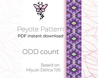 Purple Peyote Bracelet Pattern | Native Style, Miyuki Delica (PDF Pattern)