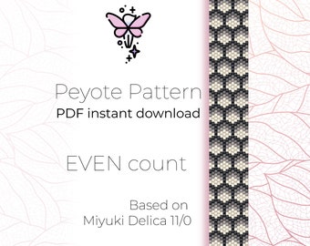 Patrón abstracto de pulsera hexagonal de peyote / Miyuki Delica 11/0 (Patrón en PDF)
