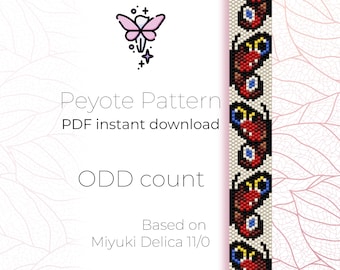 Butterfly Peyote Bracelet Pattern | Miyuki Delica Seed Beads (PDF)