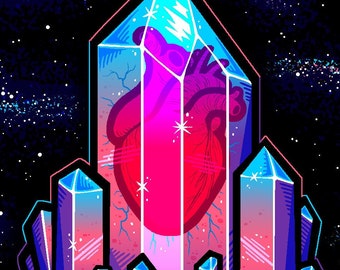 Preservation - Crystal Heart in Space Glossy Art Print