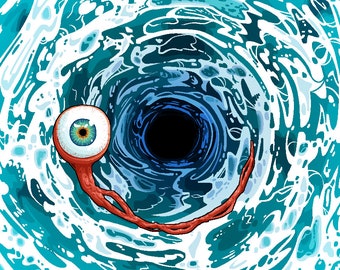 Denatured - Eyeball in a Whirlpool of Water Glossy Digital Art Print