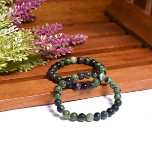 Armband aus natürlichem Rubin-Zoisit (8 mm) | Stretch-Armband mit Anyolith-Kristallperlen | Heilstein-Armband für Damen und Herren | Geschenkidee