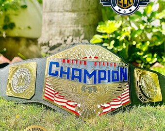 United States Heavyweight Championship Belt Handmade Hand tooled Leather Black Leather Hand Crafted Wrestling Belt