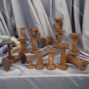 Set of 6 Wooden Spools, Natural Wood Spools, Sewing Cotton Thread Spools, Natural Plain Empty Spools, Multiple Sizes