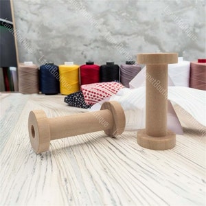 Natural Wooden Spool, 4pcs, 6pcs, Wooden Spool, Sewing Cotton Thread Spool, Natural Plain Weave Empty Spool, 2.75inch*1.18inch