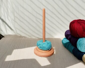 Double Yarn Holder For Crocheting - Wooden Yarn Ball Spindle Dispenser