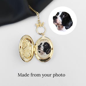 Handcrafted Dog Portrait Necklace, Custom Embroidered Locket Cat your photo, Gift for Owner Pet Medallion, Custom Jewelry for mom pet