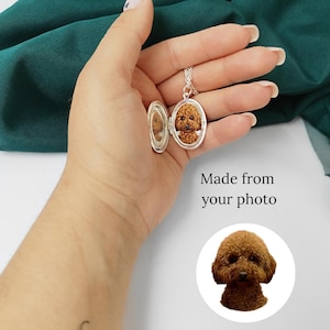 Hand Embroidered Pet Portrait Necklace: Custom Dog or Cat Keepsake