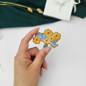 Brooch “Blooming map of Ukraine”, Decoration Ukraine with flowers, gift from Ukraine, exclusive design brooch handmade Ukraine