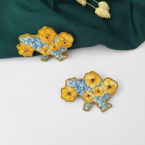 Embroidery Brooch "Ukraine”, Decoration with flowers, gift from Ukraine, Elegant exclusive design beaded brooch handmade Support Ukraine