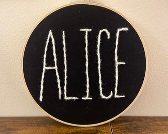 Black + White Name Embroidery