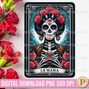 La Mama Skeleton Tarot Karte PNG, lustige mexikanische Mutter, Latein Mutter, Lateinische Tarot Karte, Skeletontarot Karte, Chola PNG, Tarotkarte Illustrativ